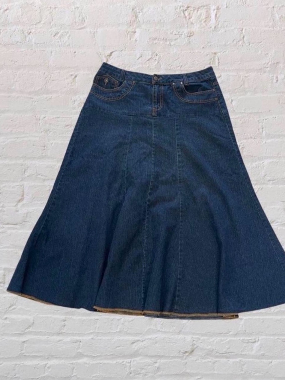 Cato Dark Blue Denim A-Line Flared Skirt